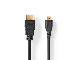 Nedis micro HDMI - HDMI kábel, 4K@30Hz, 2m (CVGB34700BK20)