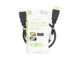 Nedis CVGL34060BK05 ultra HD HDMI kábel, HDMI dugó - dugó, 4K@60Hz, ARC, 18 Gbps, aranyozott csatlakozók, hossz 0,5m