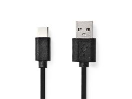 Nedis USB-A - USB-C kábel, USB2.0, 15W, hossz 1m, CCGL60600BK10