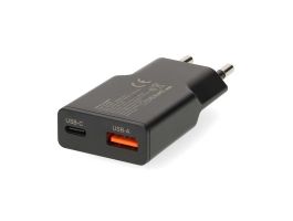 Nedis WCHA30BK gyorstöltő USB-A / USB-C töltő, PD3.0, 30W