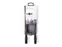 Nedis félprofi XLR audió kábel COTH15010GY15, XLR 3érintkezős dugó - aljzat, 1.5m, rugalmas