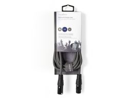 Nedis félprofi XLR audió kábel COTH15010GY30, XLR 3érintkezős dugó - aljzat, 3m, rugalmas