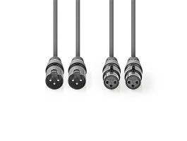 Nedis COTH15030GY50 félprofi XLR audió kábel, 2 x XLR 3p dugó - 2 x XLR 3p aljzat, 5m, rugalmas