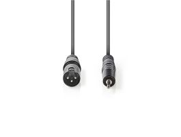 Nedis félprofi audió kábel COTH15300GY15, 3,5mm szteró jack dugó - 3p XLR dugó, hossz 1.5m, rugalmas
