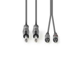 Nedis félprofi audió kábel COTH23320GY15, 2 x 6,35mm monó jack dugó - 2 X RCA dugó, hossz 1.5m, rugalmas