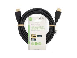 Nedis ultra HD HDMI kábel CVGL34060BK30, HDMI dugó - dugó, 4K@60Hz, ARC, 18 Gbps, aranyozott csatlakozók, hossz 3m
