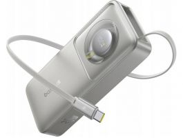 Baseus Free2Pull gyorstöltő powerbank 10000 mAh, 30W, beépített USB Type-C kábel, szürke (P10073701843-00)