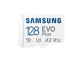 SAMSUNG EVO Plus microSD memóriakártya (2021) 128GB, CLASS 10, UHS-1, U3, V30, A2, + Adapter, R160/W (MB-MC128SA/EU)