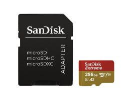 SANDISK 121587, MICROSD EXTREME KÁRTYA 256GB, 190/130 MB/s, A2 C10 V30 UHS-I U3