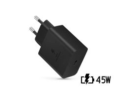 Samsung gyári USB hálózati töltő adapter TypeC bemenet 45W  EPTA845XBEG PD.3.0 Super Fast Charging 2.0 fekete ECO csom (SA185915)