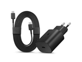 Samsung gyári hálózati töltő adapter TypeC bemenet 1,8 m TypeC kábel  25W  EPTA800EBE  EPDW767JBE  fekete ECO csom (SAM-0951)