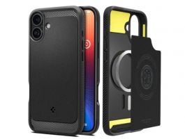 SPIGEN RUGGED ARMOR szilikon telefonvédő iPhone 16-hoz (ACS08214) fekete