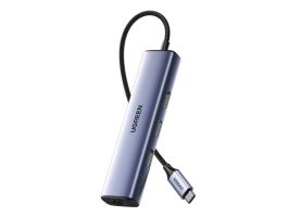 UGREEN CM475 USB-C HUB, 3x USB 3.0, RJ45, USB-C PD (szürke)