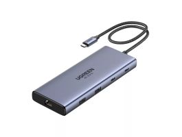 UGREEN CM639 10 az 1-ben USB-C adapter/HUB, 2x HDMI, 2x USB, RJ45, SD/TF, 100 W PD