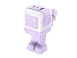 UGREEN Nexode RG (Robot GaN) hálózati töltő, USB + 2x USB-C, 65W (lila)