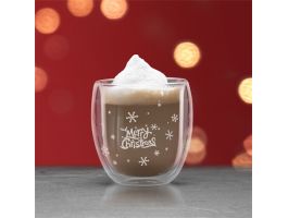 Family Christmas 57176E karácsonyi duplafalú üvegpohár 300ml