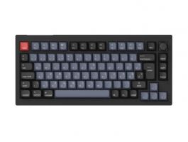 Keychron V1 Max Bluetooth / vezeték nélküli HU Gateron Jupiter Brown mechanikus billentyűzet, fekete-kék (V1M-D3Z-HU)