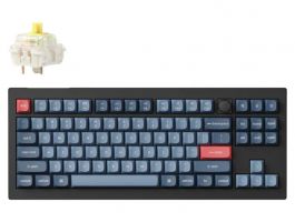 Keychron V3 Max Bluetooth / vezeték nélküli HU Gateron Jupiter Banana mechanikus billentyűzet, fekete-kék (V3M-D4Z-HU)