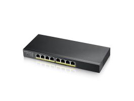 ZYXEL Switch 8x1000Mbps (8xPOE), Fémházas, Menedzselhető (8GbE port), GS1915-8EP-EU0101F