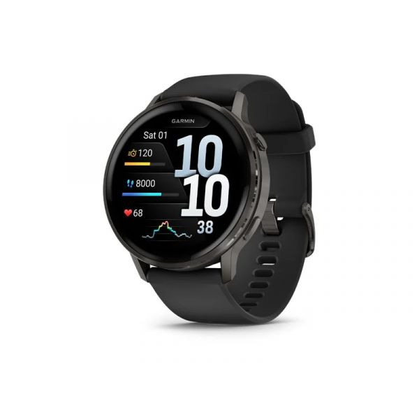 Garmin Venu 4 - 45 mm, Dark Grey, Black silicone band (010-03014-00)
