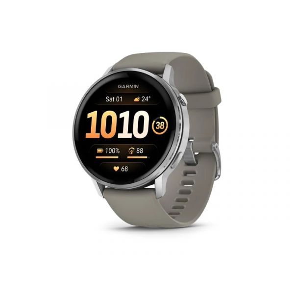 Garmin Venu 4 - 45 mm, Silver, Grey silicone band (010-03014-01)
