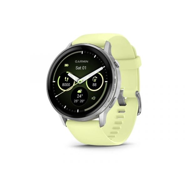 Garmin Venu 4 - 45 mm, Silver, Yellow silicone band (010-03014-02)