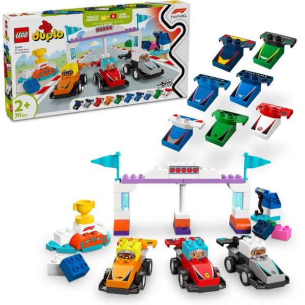 LEGO DUPLO Városi kalandok F1 versenyautók és pilóták, építőjáték a családi szórakozáshoz (10445)