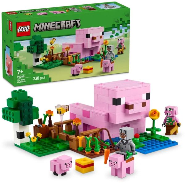 LEGO Minecraft A kismalac háza, állatos gamer-építőjáték gyerekeknek (21268)