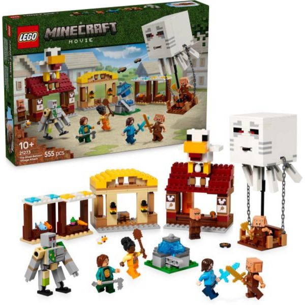 LEGO Minecraft A szellemléghajó és falutámadás, ajándék játék gamereknek, gyermekeknek (21273)