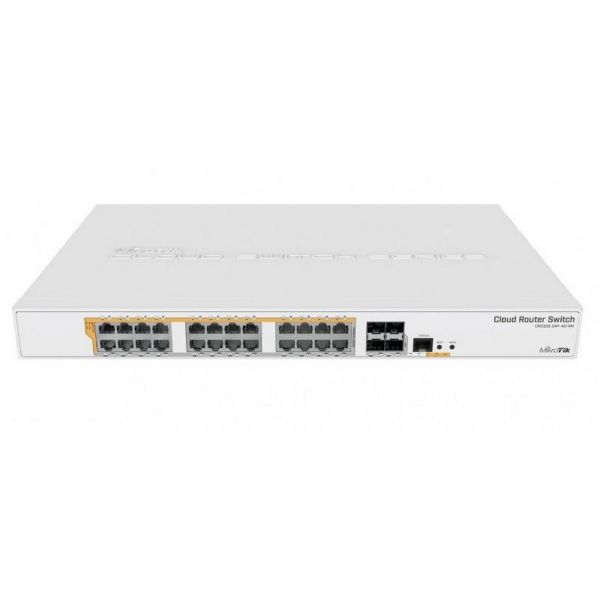 MIKROTIK Switch - CRS328-24P-4S+RM - 24GbitLAN, PoE out (802.3af/at), 4SFP+ RouterOS/SwitchOS L5, Layer 3, Rackmountable