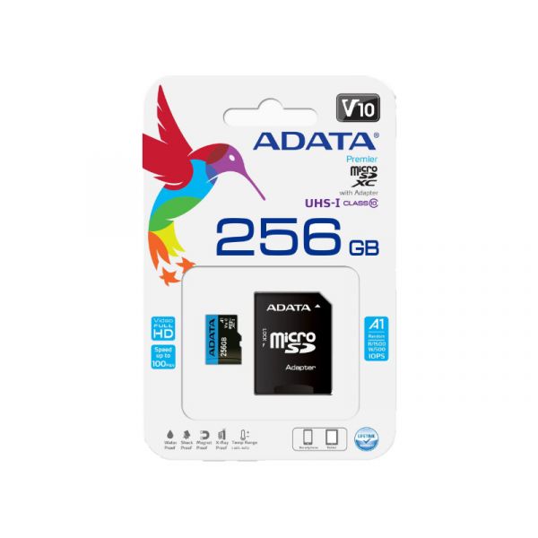 ADATA MicroSDHC 256GB Memóriakártya + Adapter (AUSDX256GUICL10A1-RA1)