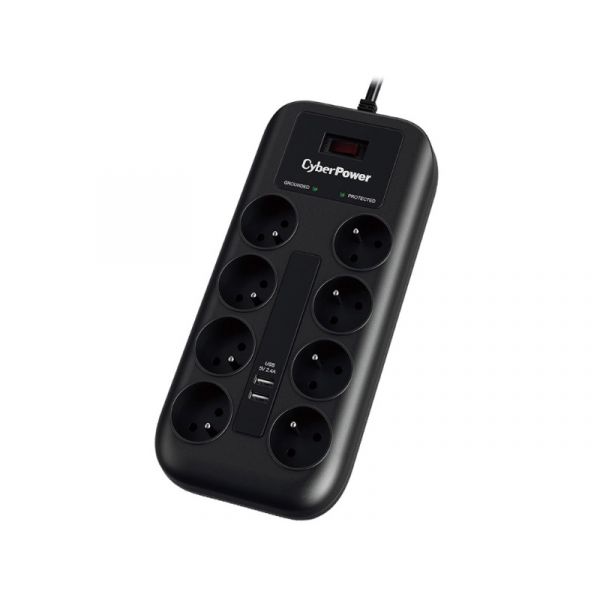 CyberPower P0820SUF0-DE 8 Aljzatos Túlfeszültség védő és USB töltő 2 c 2.4A