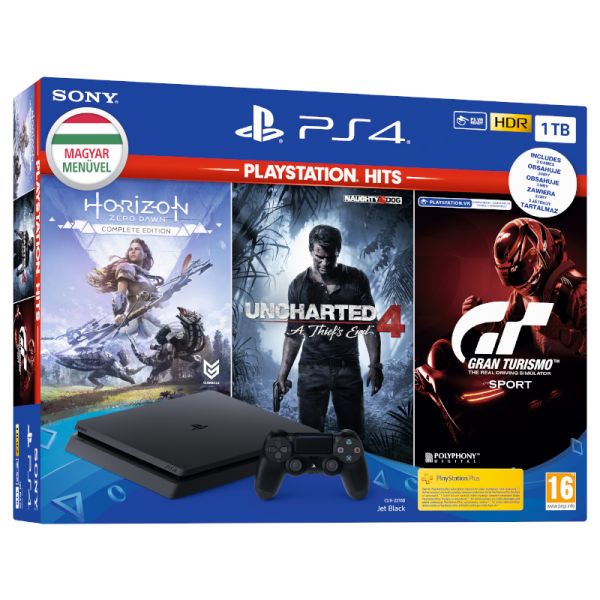PS4 Slim 1TB + 3 játék PlayStation Hits (PS719318804)