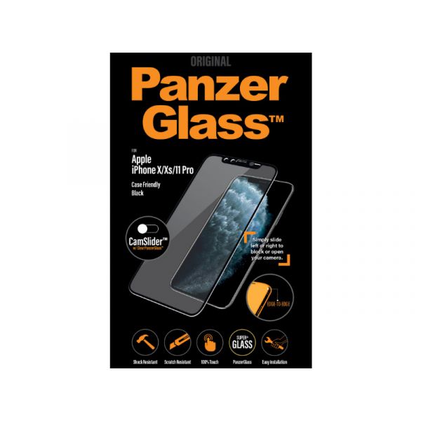 PanzerGlass Apple iPhone X/Xs/11 Pro CamSlider tokbarát üvegfólia (5711724026676) fekete