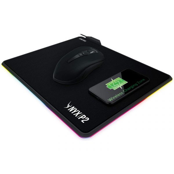 Gamdias NYX P2 Gaming egérpad, beépített QI vezeték nélküli töltővel