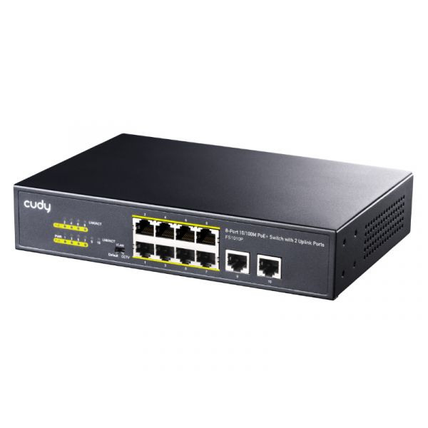Cudy 8-Portos 10/100M PoE+ Switch 2db Uplink Porttal (FS1010P)