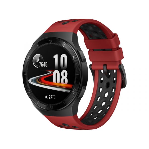 Huawei Watch GT 2e 46mm Sportóra Fekete tok, Lávapiros szilikonszíj
