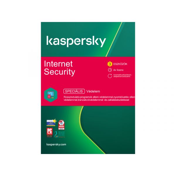 Kaspersky Internet Security European Edition 3 Eszköz 1 Év Base Licensz ESD