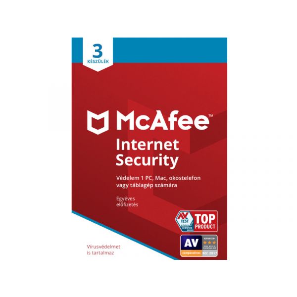 McAfee Internet Security Vírusirtó 3 Licenc 1 Év (MIS113NR3RAAD) ESD