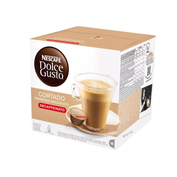 Nescafe DOLCE GUSTO Cortado Decaffeinato, koffeinmentes kávé kapszula, 16db