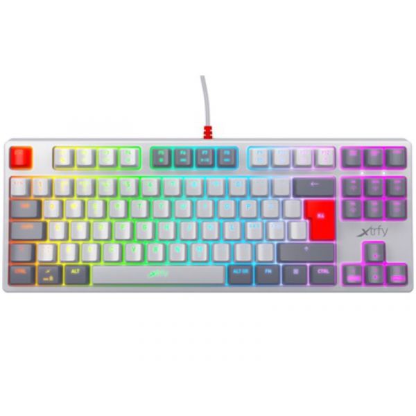 Xtrfy K4 TKL RGB Retro USB Angol Mechanikus Gaming Billentyűzet (1204) Szürke-piros