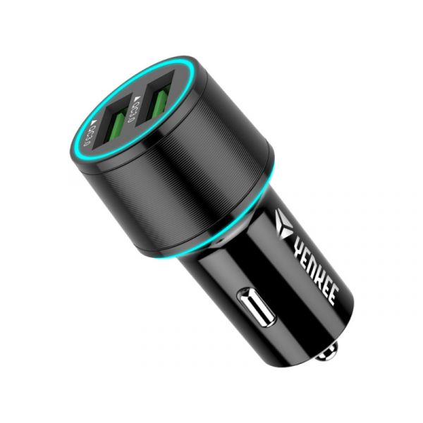 YENKEE YAC 2136  QC 3.0 dupla USB autós gyorstöltő (30017862) fekete