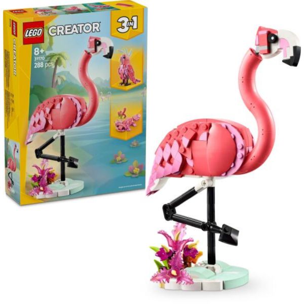 LEGO Creator 3 az 1-ben Vadállatok: rózsaszín flamingó, állatos játékkészlet (31170)