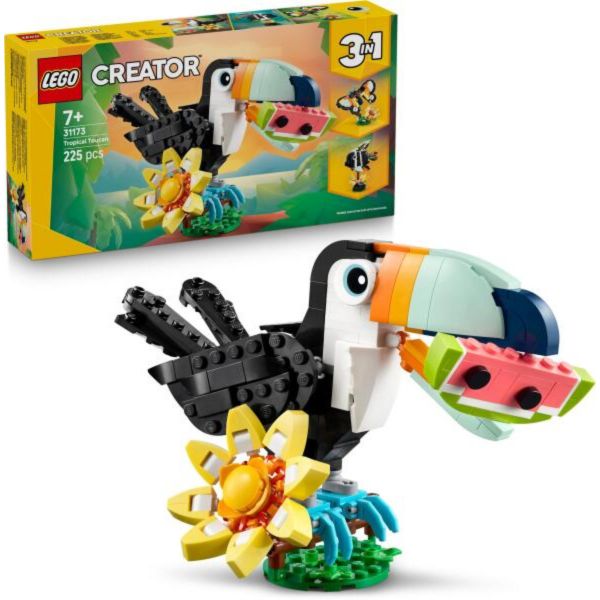 LEGO Creator 3 az 1-ben Vadállatok: Trópusi tukán, figurát tartalmazó játékkészlet (31173)