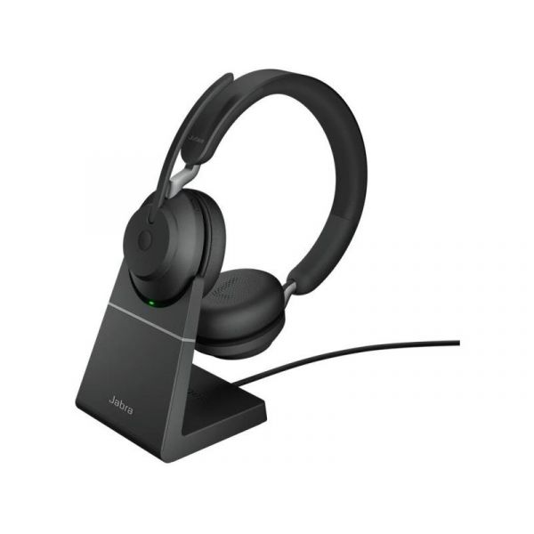 JABRA Evolve2 65 UC Duo Stereo Bluetooth Vezeték Nélküli Fejhallgató, Mikrofon + Töltő állomás (26599-989-989)