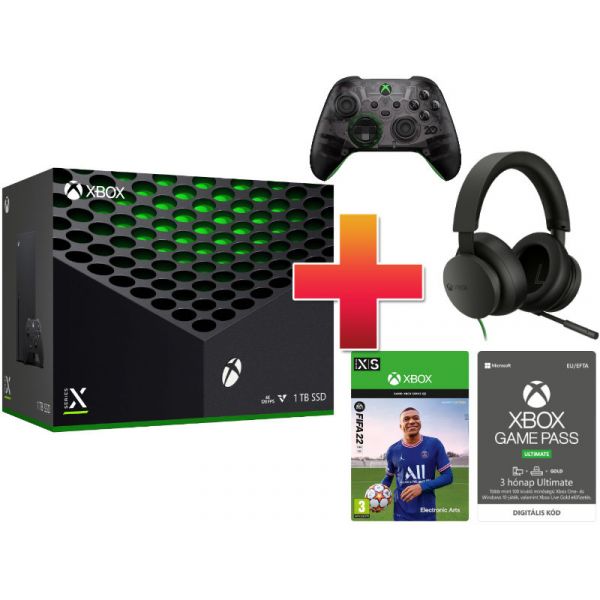 Xbox Series X 1TB Konzol + Stereo Headset + Kontroller 20th Anniversary Edition + Game Pass Ultimate 3 hónap + FIFA 22