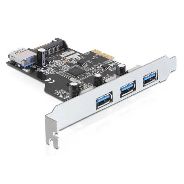 DELOCK PCI-E Bővítőkártya 3x külső + 1x belső USB 3.0 Type-A female port (89301)