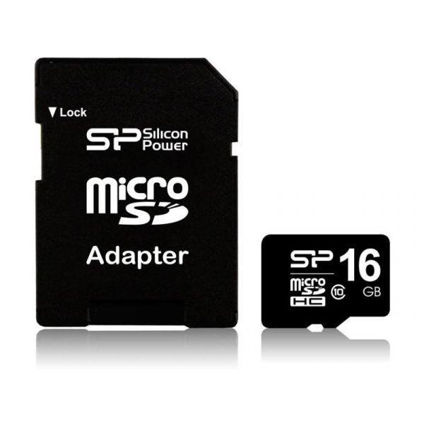 Silicon Power microSDHC 16GB Class 10 memóriakártya (SP016GBSTH010V10-SP) + adapter