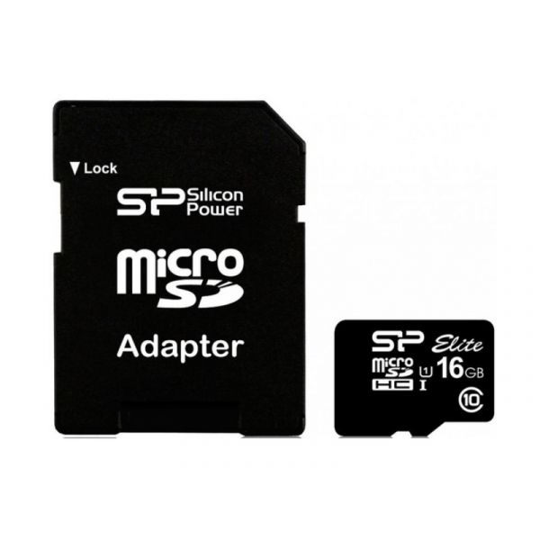 Silicon Power Elite microSDHC 16GB C10/UHS-I memóriakártya (SP016GBSTHBU1V10-SP) + adapter
