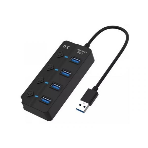 BLACKBIRD USB 3.0 HUB 4 port, kapcsolóval (BH1373)